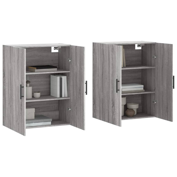 vidaXL Wall Cabinets 2 pcs. Sonoma Grey 69.5x34x90 cm