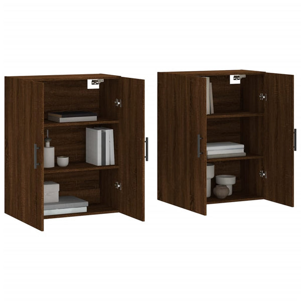 vidaXL Wall Cabinets 2 pcs Brown Oak Look 69.5x34x90 cm