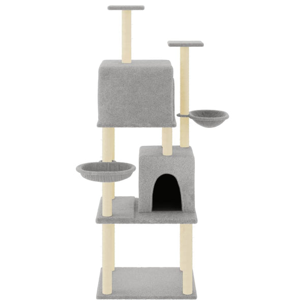 vidaXL Cat Tree with Sisal Scratching Posts Light Grey 180 cm