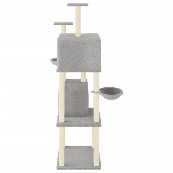 vidaXL Cat Tree with Sisal Scratching Posts Light Grey 180 cm