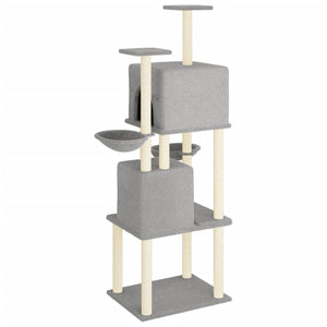 vidaXL Cat Tree with Sisal Scratching Posts Light Grey 180 cm