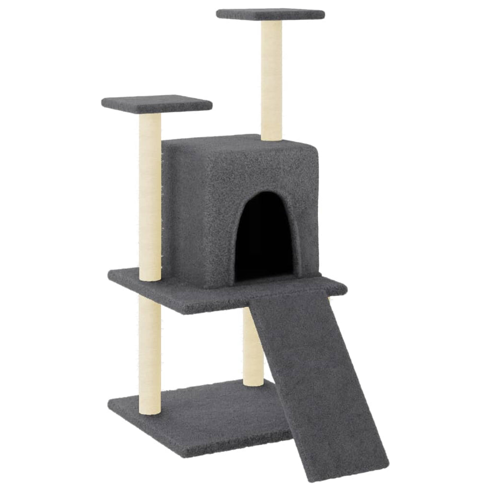 vidaXL Cat Scratching Tree with Sisal Scratching Posts Dark Gray 110 cm