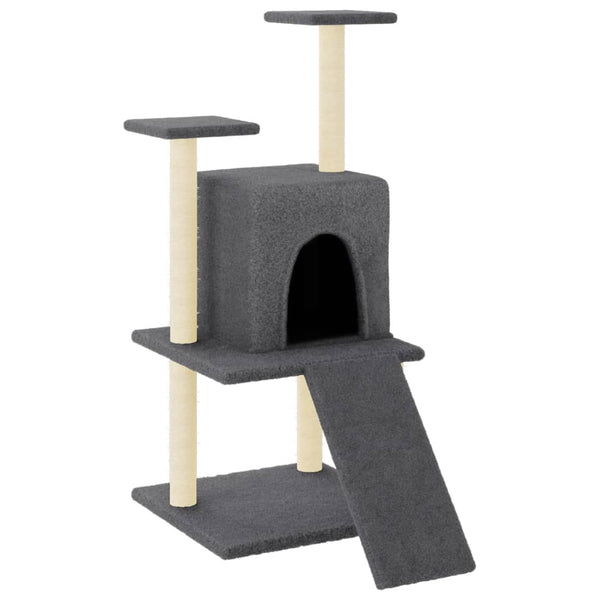 vidaXL Cat Scratching Tree with Sisal Scratching Posts Dark Gray 110 cm