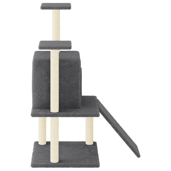vidaXL Cat Scratching Tree with Sisal Scratching Posts Dark Gray 110 cm