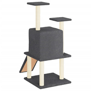 vidaXL Cat Scratching Tree with Sisal Scratching Posts Dark Gray 110 cm