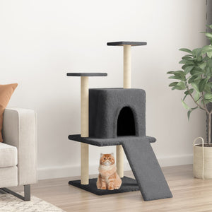 vidaXL Cat Scratching Tree with Sisal Scratching Posts Dark Gray 110 cm