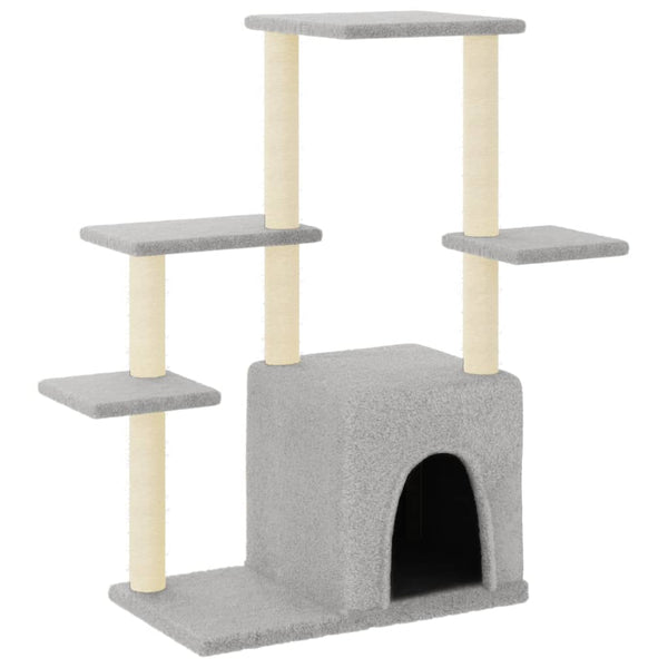 vidaXL Cat Tree with Sisal Scratching Posts Light Gray 97.5 cm