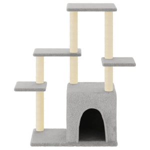 vidaXL Cat Tree with Sisal Scratching Posts Light Gray 97.5 cm