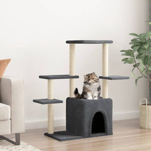 vidaXL Cat Tree with Sisal Scratching Posts Dark Grey 97.5 cm