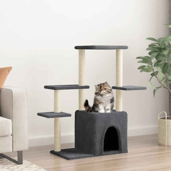 vidaXL Cat Tree with Sisal Scratching Posts Dark Grey 97.5 cm