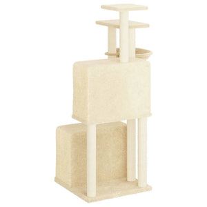 vidaXL Cat Tree with Sisal Scratching Posts Cream 122 cm