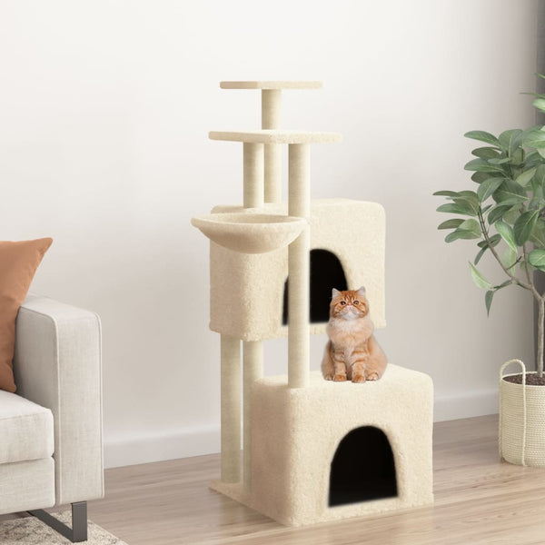 vidaXL Cat Tree with Sisal Scratching Posts Cream 122 cm
