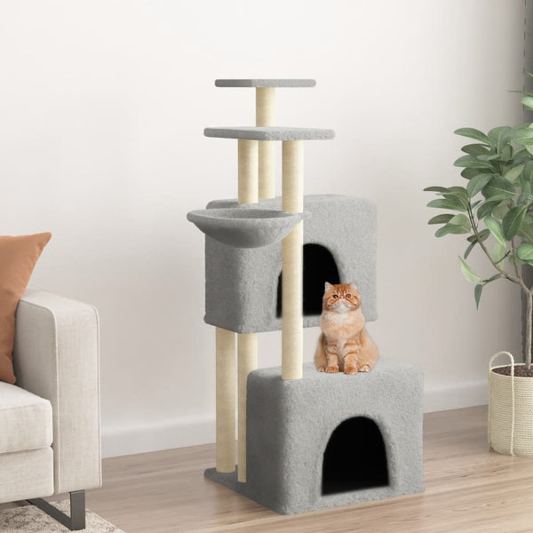vidaXL Cat Tree with Sisal Scratching Posts Light Gray 122 cm