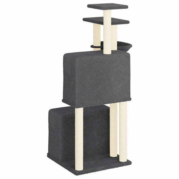 vidaXL Cat Tree with Sisal Scratching Posts Dark Grey 122 cm