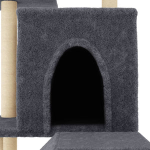 vidaXL Cat Tree with Sisal Scratching Posts Dark Grey 110.5 cm