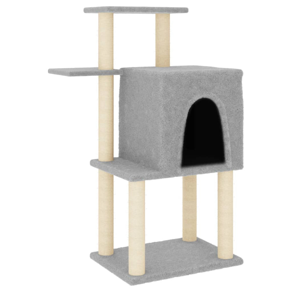 vidaXL Cat Tree with Sisal Scratching Posts Light Gray 97 cm