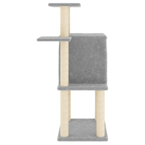 vidaXL Cat Tree with Sisal Scratching Posts Light Gray 97 cm