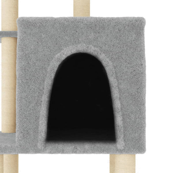 vidaXL Cat Tree with Sisal Scratching Posts Light Gray 97 cm