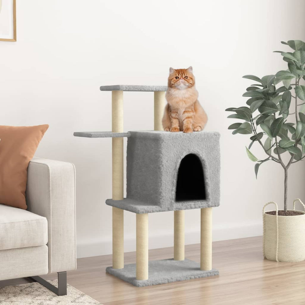 vidaXL Cat Tree with Sisal Scratching Posts Light Gray 97 cm