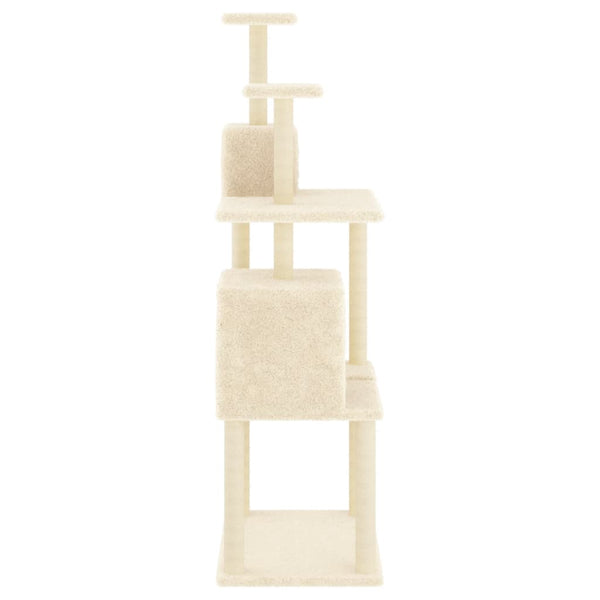 vidaXL Cat Tree with Sisal Scratching Posts Cream 167 cm