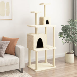 vidaXL Cat Tree with Sisal Scratching Posts Cream 167 cm