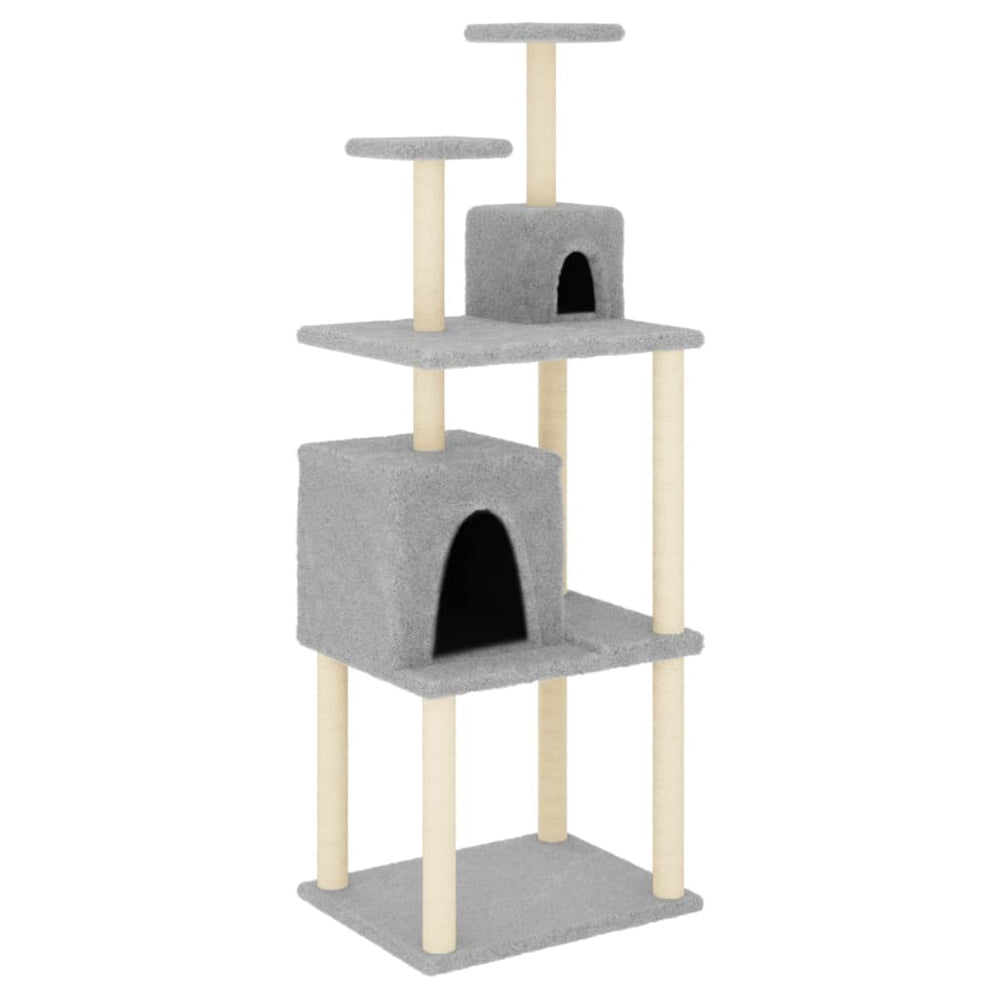 vidaXL Cat Tree with Sisal Scratching Posts Light Grey 167 cm