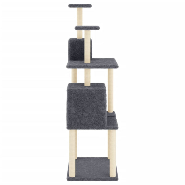 vidaXL Cat Scratching Post with Sisal Scratching Columns Dark Grey 167 cm