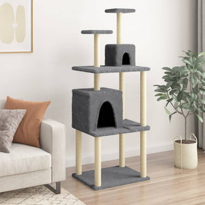 vidaXL Cat Scratching Post with Sisal Scratching Columns Dark Grey 167 cm