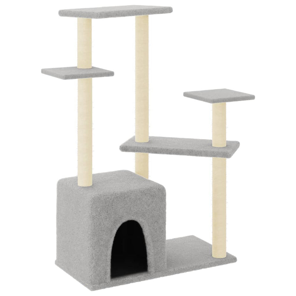 vidaXL Cat Scratching Tree with Sisal Scratching Posts Light Grey 107.5 cm