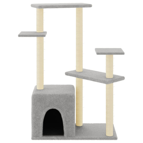 vidaXL Cat Scratching Tree with Sisal Scratching Posts Light Grey 107.5 cm