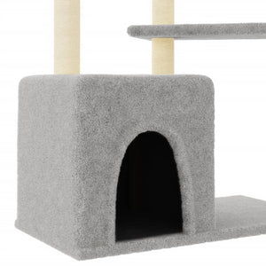 vidaXL Cat Scratching Tree with Sisal Scratching Posts Light Grey 107.5 cm