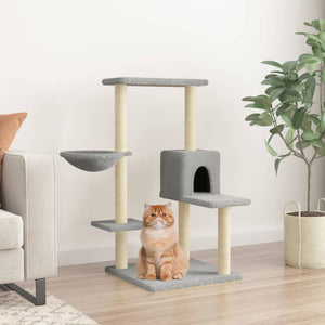 vidaXL Cat Scratching Post with Sisal Scratching Columns Light Grey 95 cm