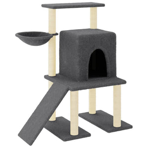 vidaXL Cat Scratching Tree with Sisal Scratching Posts Dark Grey 96.5 cm