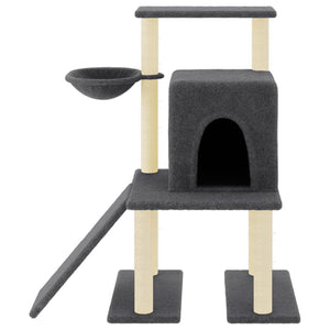 vidaXL Cat Scratching Tree with Sisal Scratching Posts Dark Grey 96.5 cm