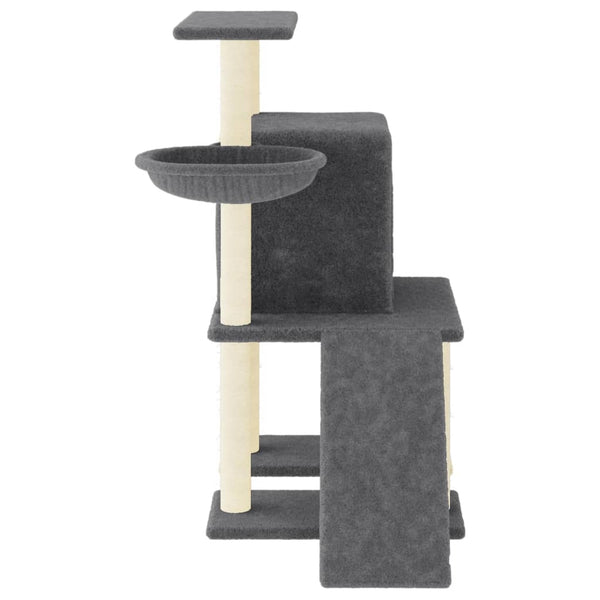 vidaXL Cat Scratching Tree with Sisal Scratching Posts Dark Grey 96.5 cm
