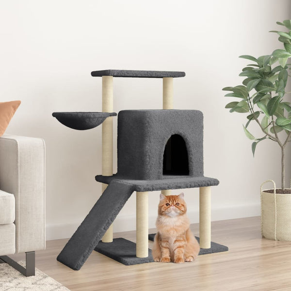 vidaXL Cat Scratching Tree with Sisal Scratching Posts Dark Grey 96.5 cm