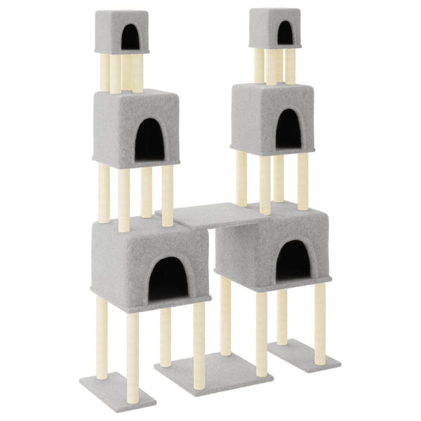 vidaXL Cat Tree with Sisal Scratching Posts Light Grey 199 cm