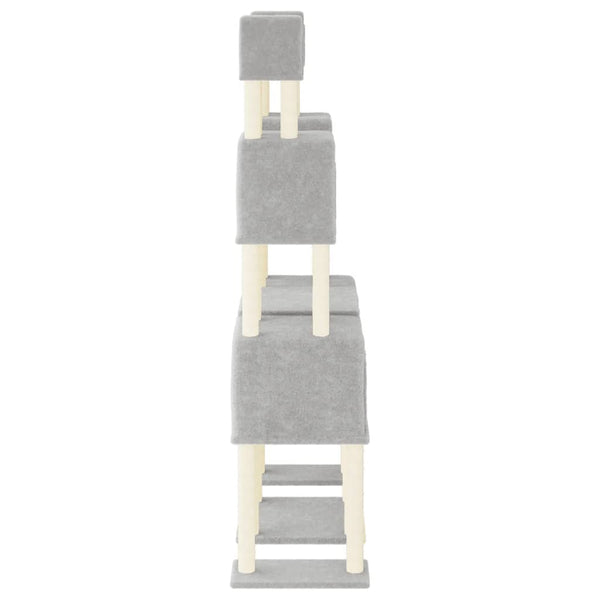 vidaXL Cat Tree with Sisal Scratching Posts Light Grey 199 cm