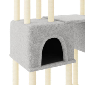 vidaXL Cat Tree with Sisal Scratching Posts Light Grey 199 cm