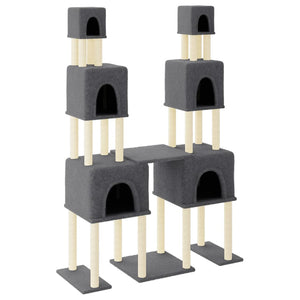 vidaXL Cat Tree with Sisal Scratching Posts Dark Grey 199 cm
