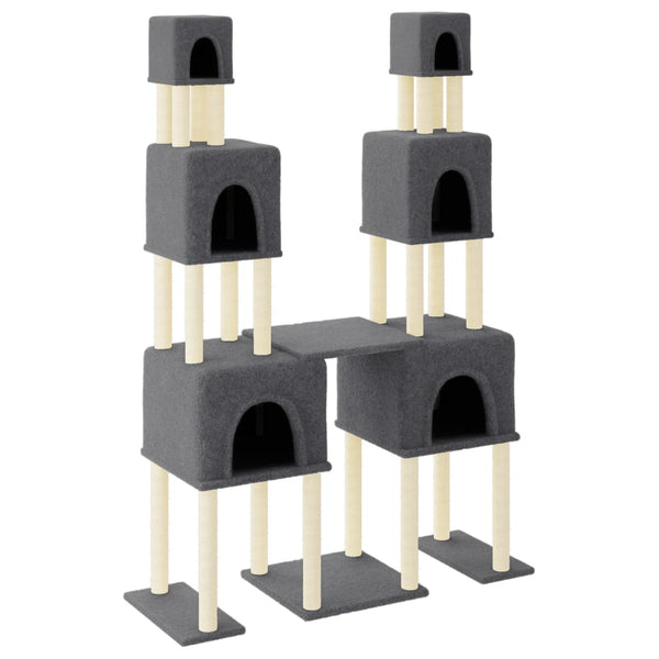 vidaXL Cat Tree with Sisal Scratching Posts Dark Grey 199 cm