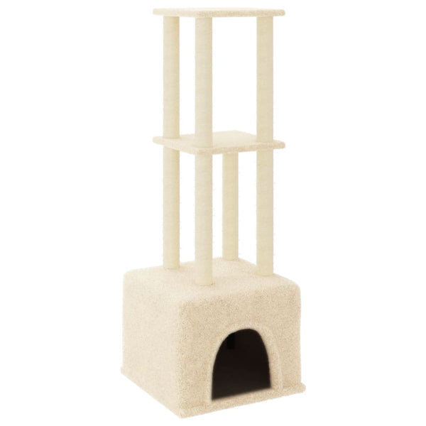 vidaXL Cat Scratching Post with Sisal Scratching Poles Cream 133.5 cm