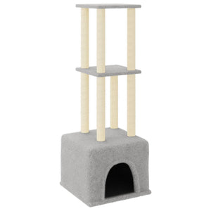 vidaXL Cat Tree with Sisal Scratching Posts Light Gray 133.5 cm