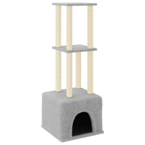 vidaXL Cat Tree with Sisal Scratching Posts Light Gray 133.5 cm