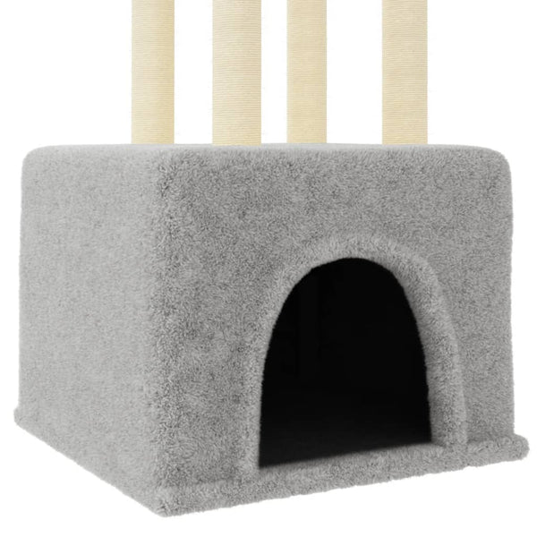vidaXL Cat Tree with Sisal Scratching Posts Light Gray 133.5 cm
