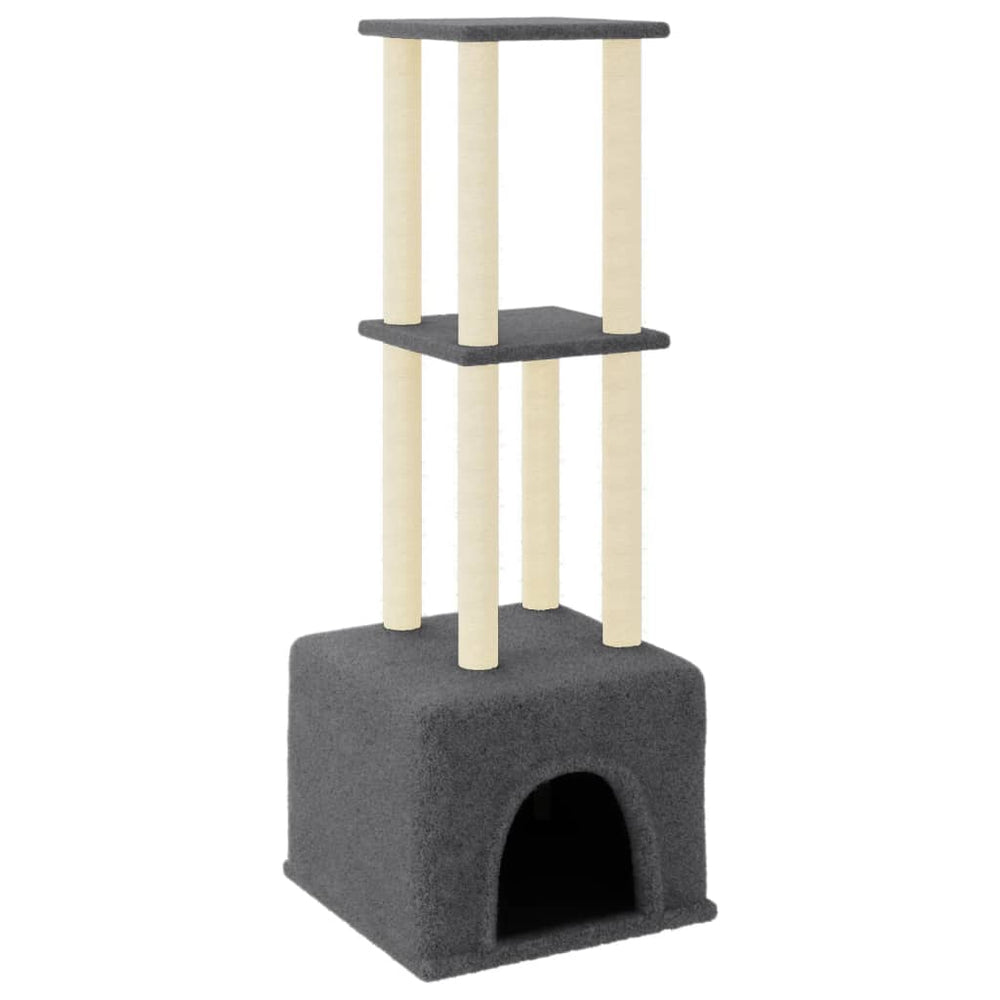 vidaXL Cat Scratching Tree with Sisal Scratching Posts Dark Grey 133.5 cm