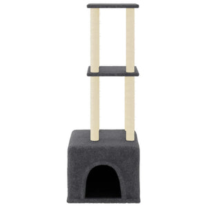 vidaXL Cat Scratching Tree with Sisal Scratching Posts Dark Grey 133.5 cm
