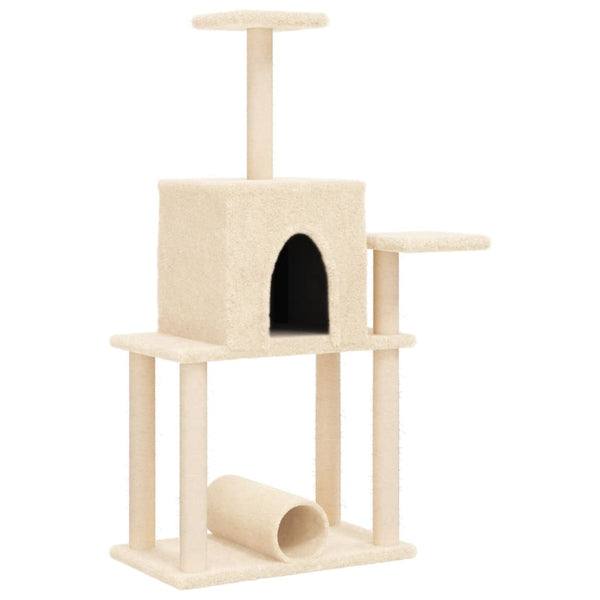 vidaXL Cat Tree with Sisal Scratching Posts Cream 122 cm
