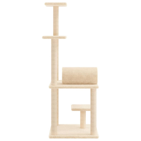 vidaXL Cat Tree with Sisal Scratching Posts Cream 136 cm