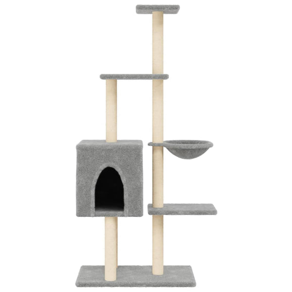 vidaXL Cat Scratching Post with Sisal Scratching Columns Light Grey 145 cm
